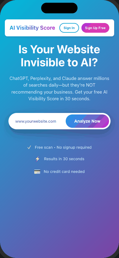 Visible2AI mobile scan animation showing how easy it is to scan your website